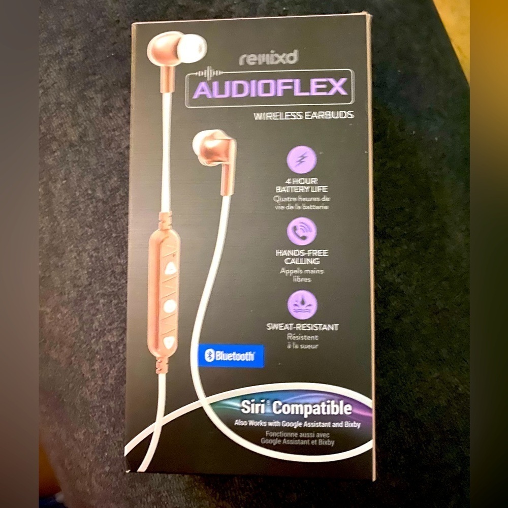 Remixd audio flex wireless earbuds pink Siri compatible Works with Google